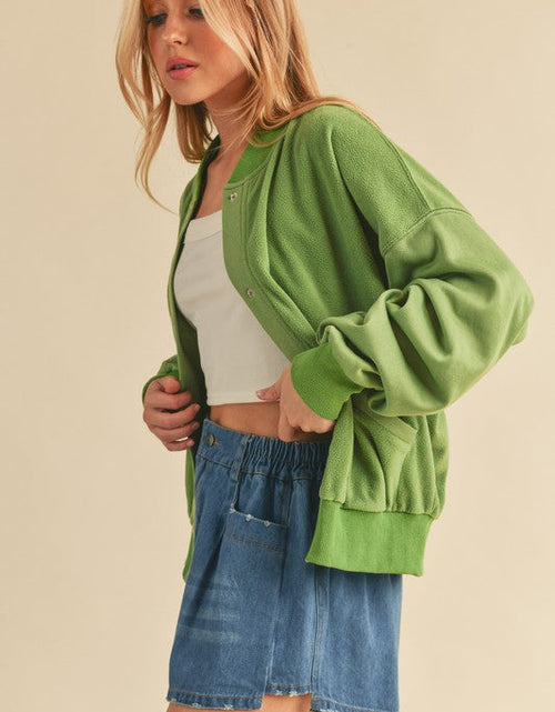 Load image into Gallery viewer, Aemi + Co Snap Down Drop Shoulder Brushed Jacket
