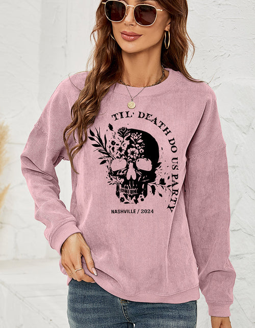 Load image into Gallery viewer, Skull Graphic Dropped Shoulder Sweatshirt
