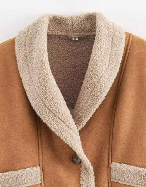 Load image into Gallery viewer, Fuzzy Collared Neck Long Sleeve Jacket
