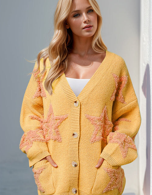 Load image into Gallery viewer, Double Take Full Size Button Up Star Pattern Cardigan
