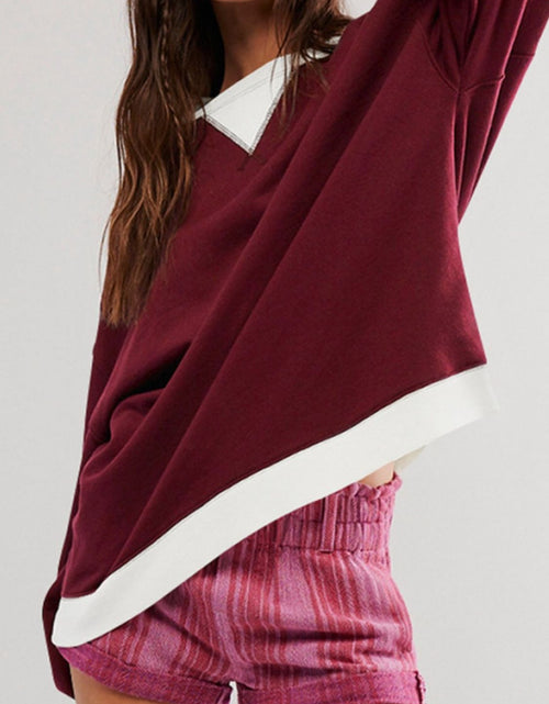 Load image into Gallery viewer, Contrast Dropped Shoulder Long Sleeve Sweatshirt
