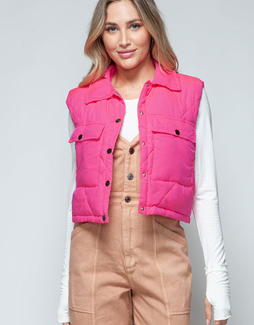 Load image into Gallery viewer, Snobbish Snap Down Quilted Crop Vest
