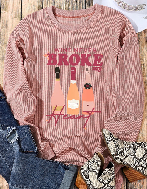 Load image into Gallery viewer, WINE NEVER BROKE MY HEART Round Neck Sweatshirt
