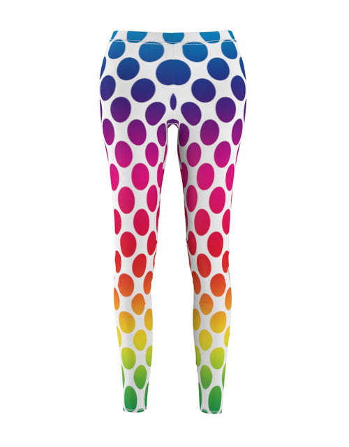 Load image into Gallery viewer, Colorful Polka Dots Print Casual Leggings - White by Tshirt Unlimited
