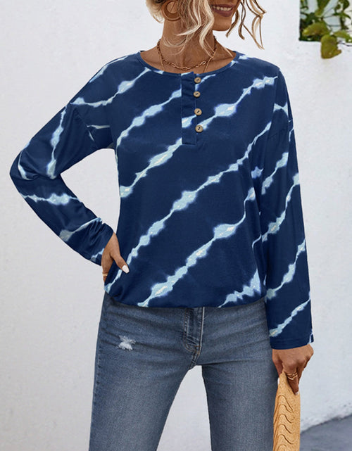 Load image into Gallery viewer, Striped Round Neck Long Sleeve T-Shirt
