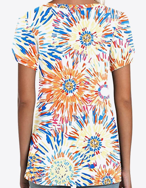 Load image into Gallery viewer, Printed Petal Sleeve V-Neck Blouse

