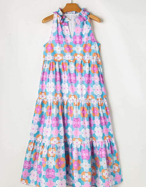 Load image into Gallery viewer, Floral Print Sleeveless Tiered Midi Dress
