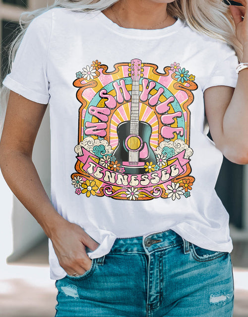 Load image into Gallery viewer, Graphic Round Neck Short Sleeve T-Shirt

