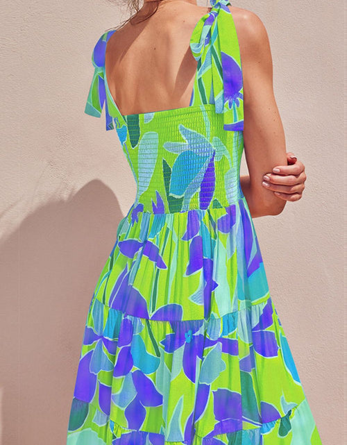 Load image into Gallery viewer, Floral Tie-Shoulder Smocked Midi Dress
