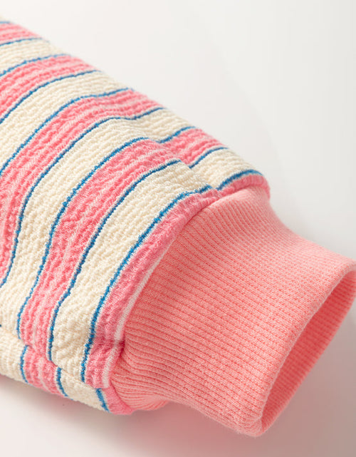 Load image into Gallery viewer, Striped Johnny Collar Long Sleeve Sweatshirt
