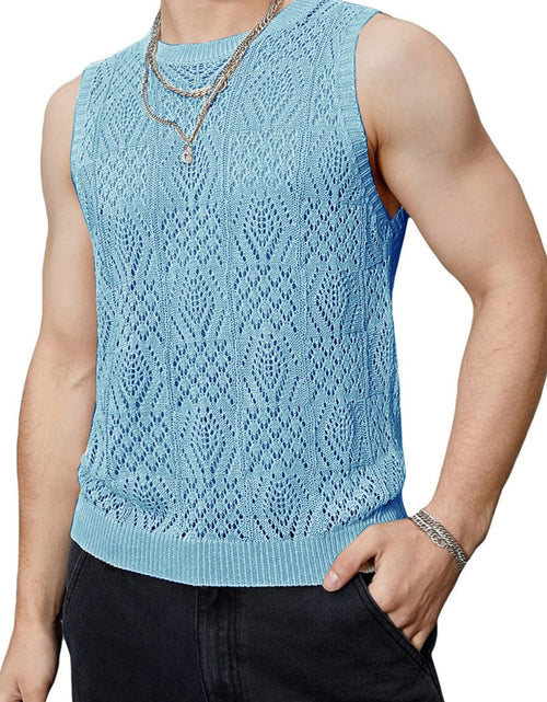 Load image into Gallery viewer, Men's Openwork Round Neck Tank
