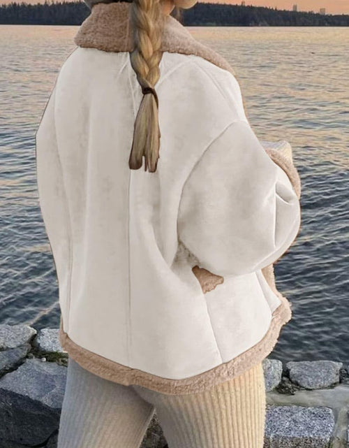 Load image into Gallery viewer, Fuzzy Collared Neck Long Sleeve Jacket
