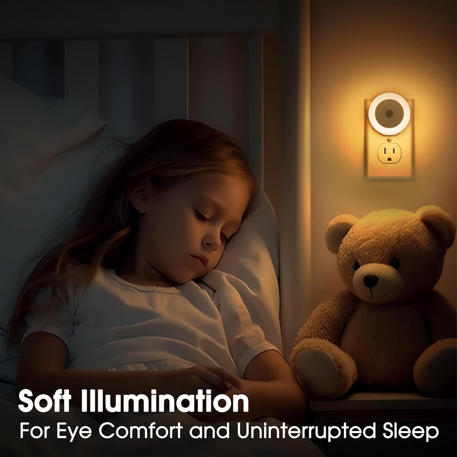 4 Pack Night Light,  LED Night Light for Kids, Plug in Night Light, Light Sensor Night Lights, Smart Night Light, Hallway Lights, Wall Light, Nightlight for Adult, Soft White 3000K, 0.6W 60LM