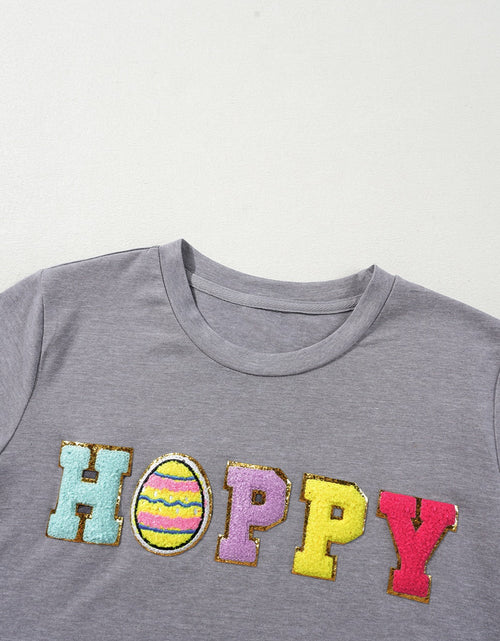 Load image into Gallery viewer, HOPPY Chenille Patch Round Neck Short Sleeve T-Shirt

