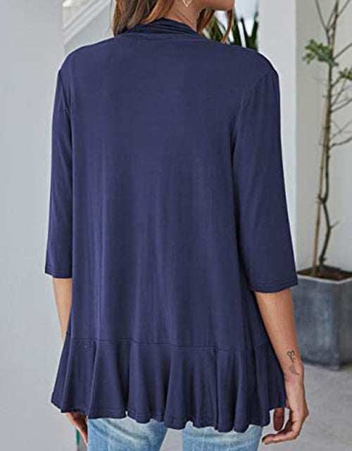 Load image into Gallery viewer, Open Front Three-Quarter Sleeve Cardigan
