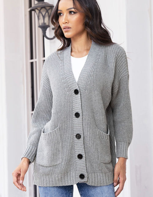 Load image into Gallery viewer, Button Up Long Sleeve Cardigan with Pockets
