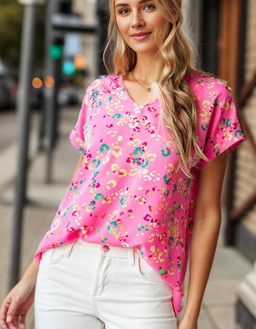 Load image into Gallery viewer, Heimish Full Size Animal print V-Neck Short Sleeve T-Shirt Plus Size
