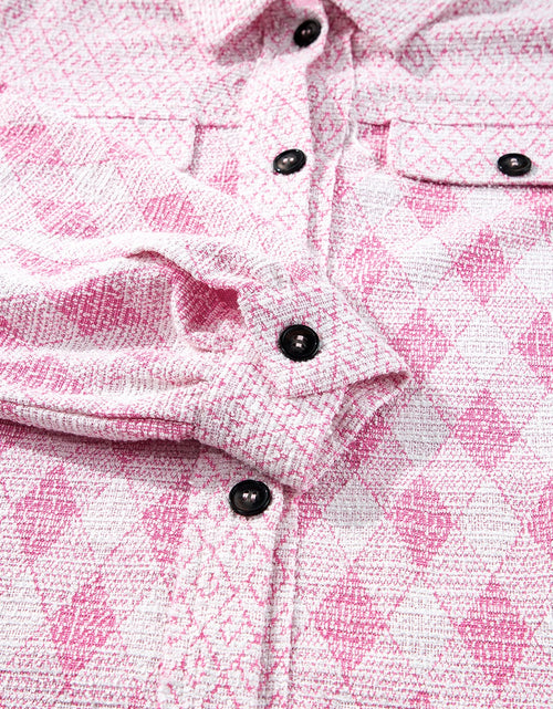 Load image into Gallery viewer, Geometric Print Textured Flap Pocket Shacket
