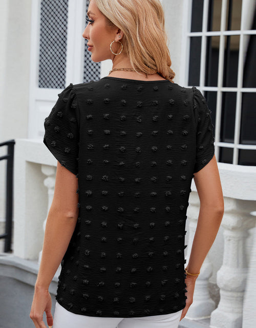 Load image into Gallery viewer, Swiss Dot Round Neck Short Sleeve T-Shirt
