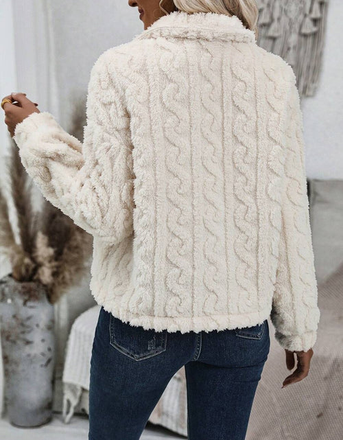 Load image into Gallery viewer, Fuzzy Button Up Collared Neck Jacket
