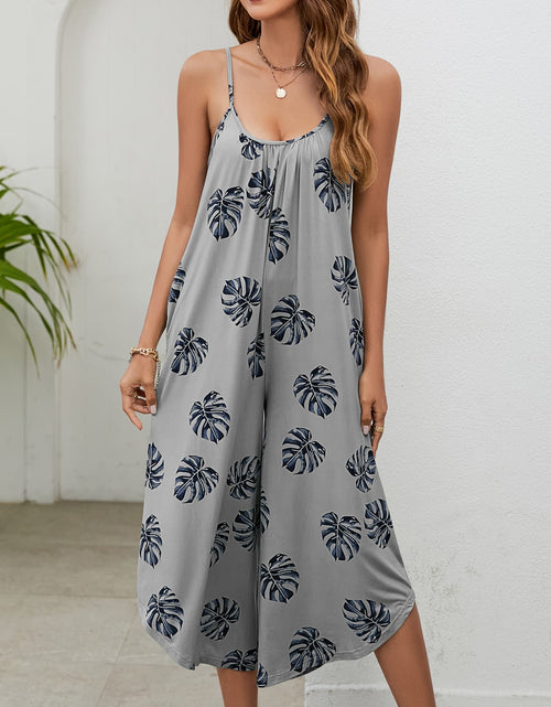 Load image into Gallery viewer, Botanical Print Spaghetti Strap Scoop Neck Jumpsuit
