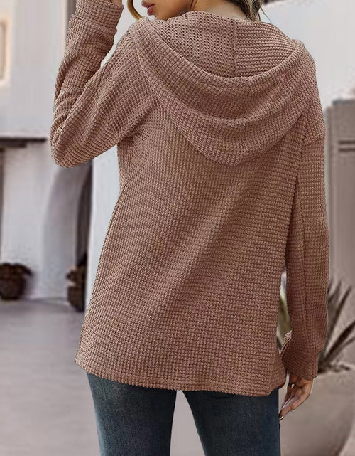 Load image into Gallery viewer, Half Button Up Drawstring Hoodie
