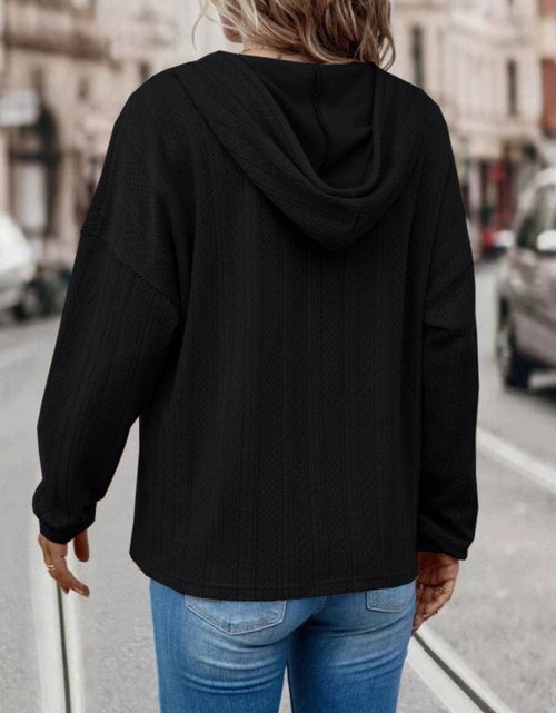 Load image into Gallery viewer, Drawstring Dropped Shoulder Long Sleeve Hoodie
