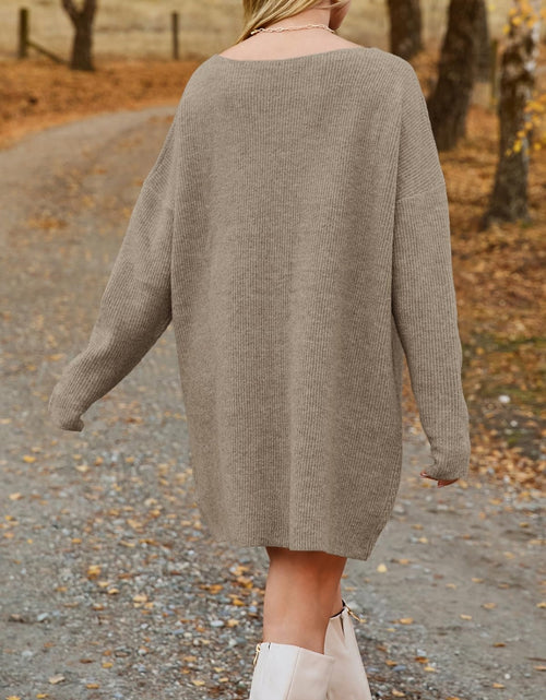 Load image into Gallery viewer, V-Neck Dropped Shoulder Sweater Dress
