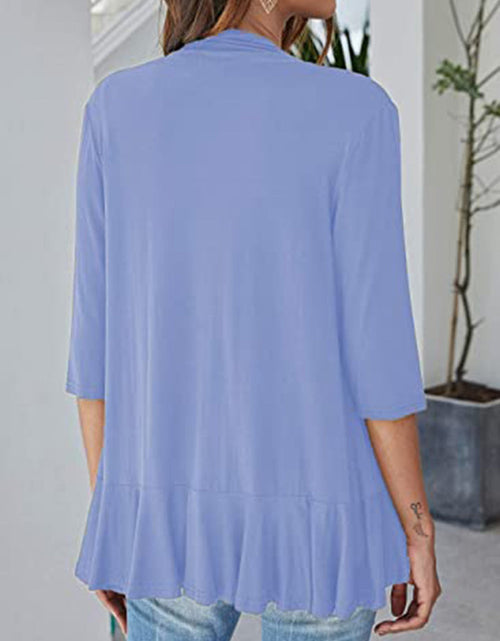 Load image into Gallery viewer, Open Front Ruffle Trim Cardigan
