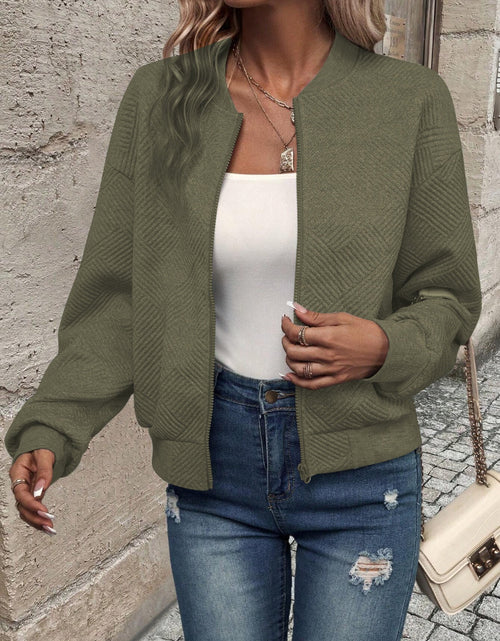 Load image into Gallery viewer, Textured Zip Up Long Sleeve Jacket
