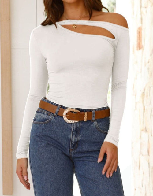 Load image into Gallery viewer, Cutout Asymmetrical Neck Long Sleeve T-Shirt
