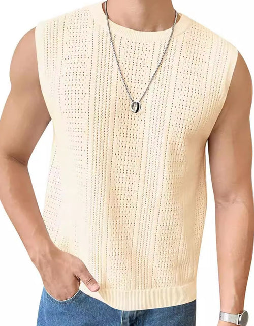 Load image into Gallery viewer, Men's Full Size Eyelet Round Neck Tank Plus Size
