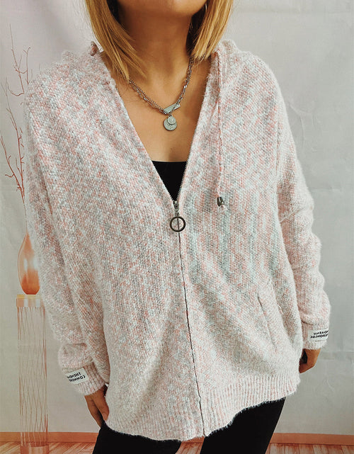 Load image into Gallery viewer, Zip Up Drawstring Long Sleeve Hooded Sweater
