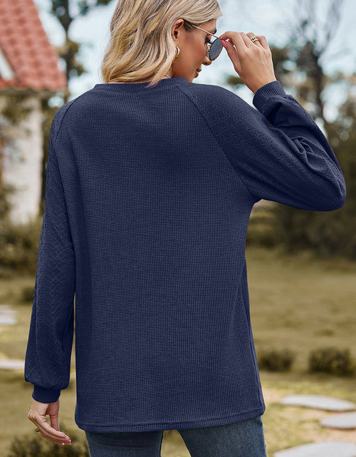 Load image into Gallery viewer, Eyelet Round Neck Long Sleeve T-Shirt
