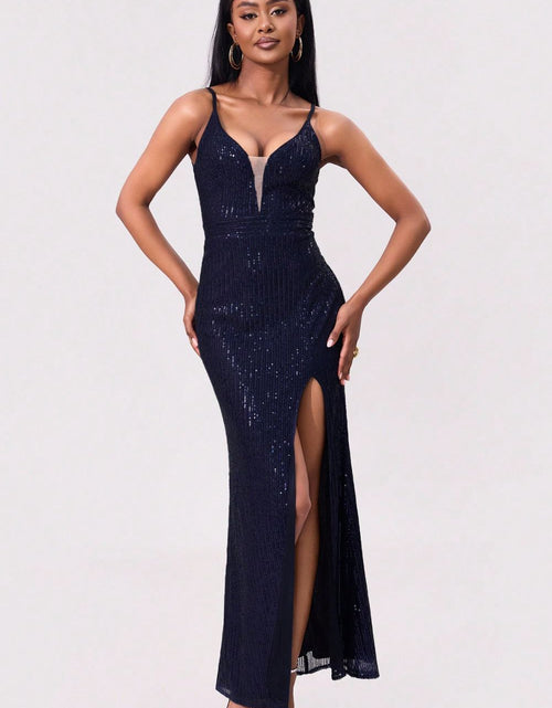 Load image into Gallery viewer, Split Sequin Backless Maxi Cami Dress
