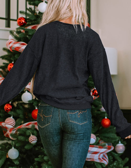 Load image into Gallery viewer, Sequin Patch Pumpkin Round Neck Sweatshirt
