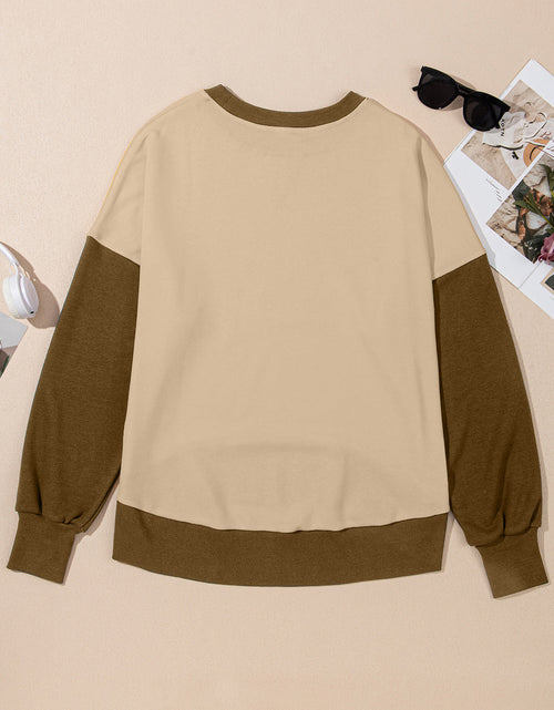 Load image into Gallery viewer, Contrast Round Neck Long Sleeve Sweatshirt

