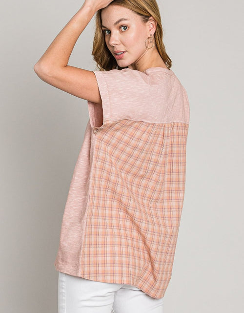 Load image into Gallery viewer, Cotton Bleu by Nu Label Plaid Short Sleeve T-Shirt
