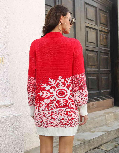 Load image into Gallery viewer, Snowflake Pattern Sweater Dress
