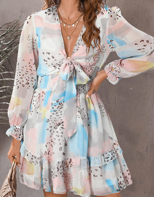 Load image into Gallery viewer, Printed Flounce Sleeve Mini Dress

