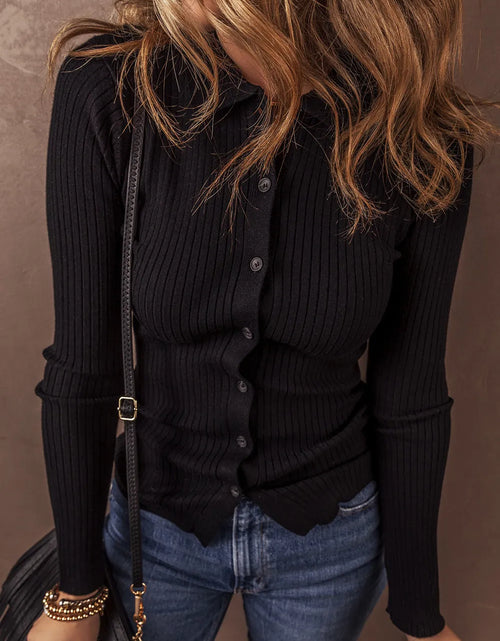 Load image into Gallery viewer, Button Up Collared Neck Cardigan
