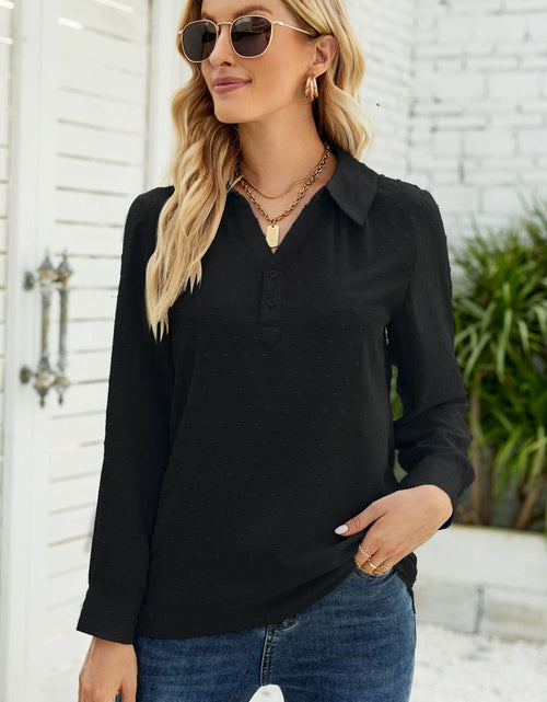Load image into Gallery viewer, Swiss Dot Johnny Collar Blouse
