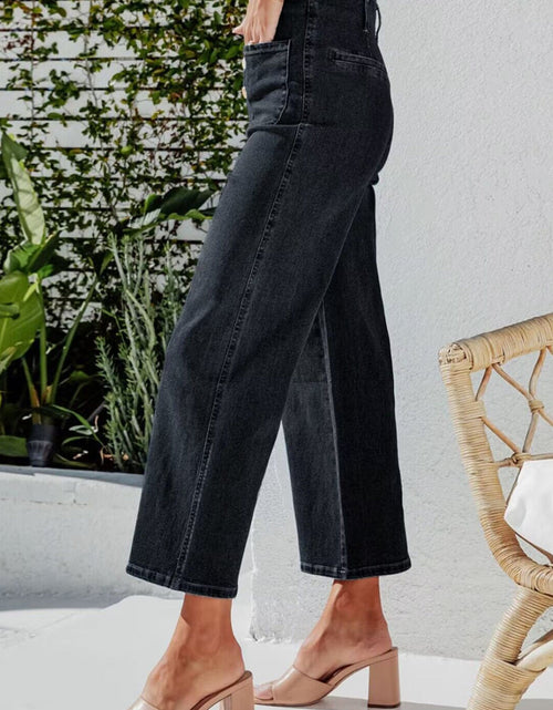 Load image into Gallery viewer, Button Fly Cropped Wide Leg Jeans
