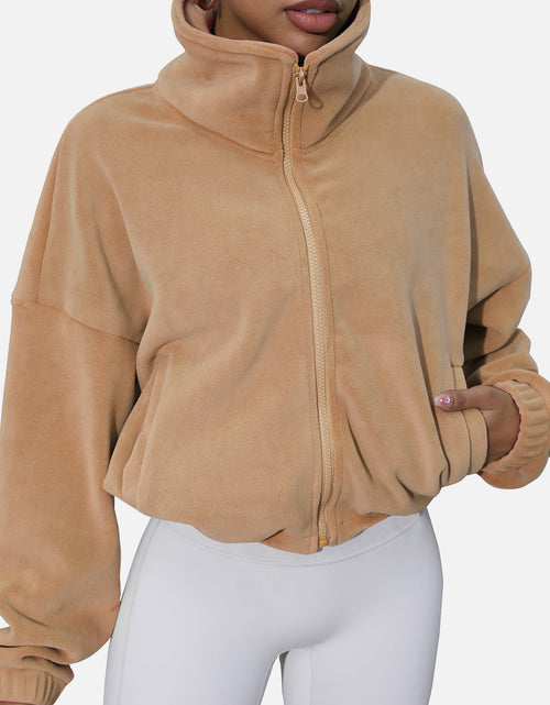 Load image into Gallery viewer, Drawstring Turtleneck Zip Up Long Sleeve Jacket
