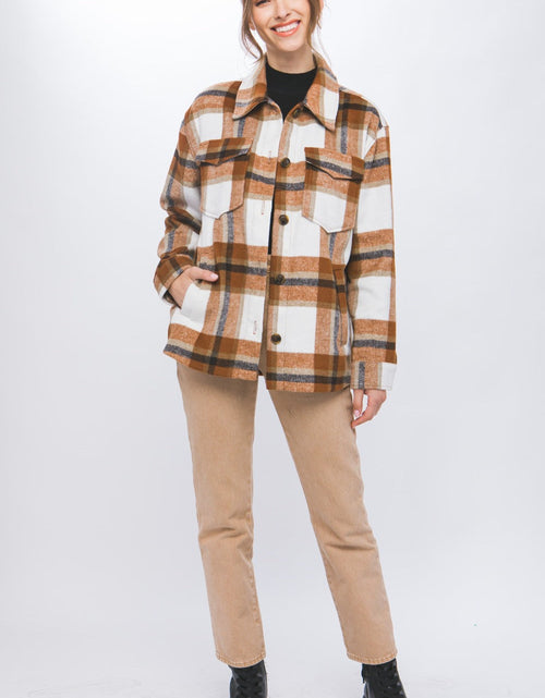 Load image into Gallery viewer, Love Tree Plaid Button Up Shacket
