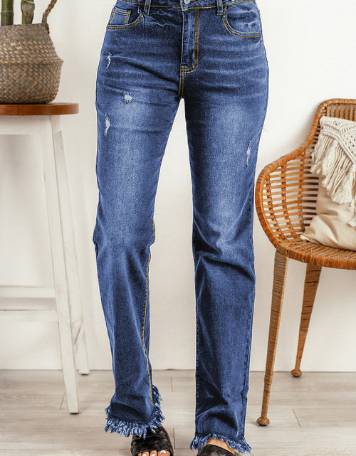 Load image into Gallery viewer, Ripped Frayed Hem Jeans
