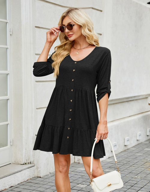 Load image into Gallery viewer, Tiered Ruched V-Neck Mini Dress
