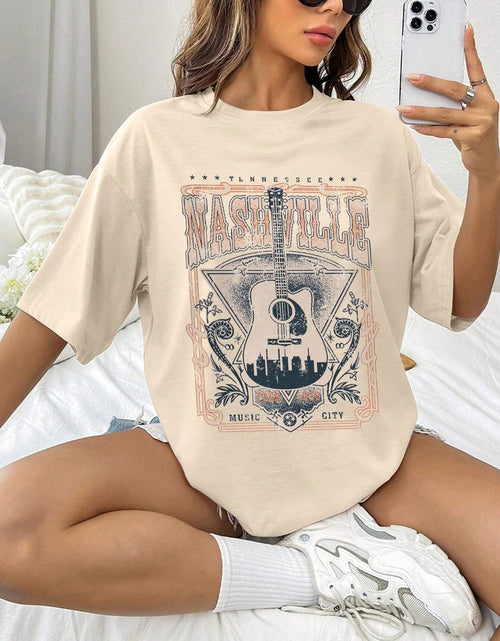 Load image into Gallery viewer, Guitar Graphic Round Neck Half Sleeve T-Shirt
