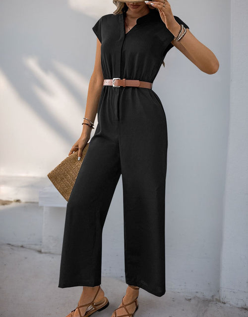 Load image into Gallery viewer, Perfee Notched Wide Leg Jumpsuit
