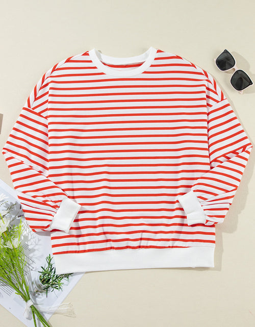 Load image into Gallery viewer, Striped Dropped Shoulder Long Sleeve Sweatshirt
